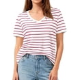 thumbnail image 1 of PRETTYGARDEN Short Sleeve Shirts for Women Spring V Neck Cute Tops Casual Striped Shirt Knitted Tees Summer Outfits, 1 of 10