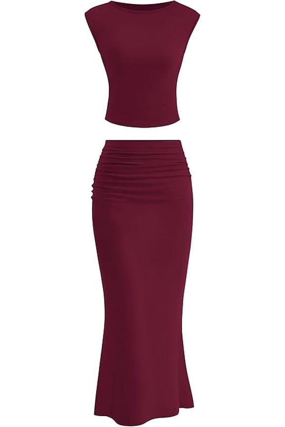 Skirt Sets Women 2 Piece Outfits Summer Outfits Going Out Crop Tops Long Maxi Skirts Beach Vacation Clothes