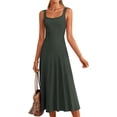 thumbnail image 1 of PRETTYGARDEN Spring Dresses for Women Summer Casual Sleeveless Square Neck A Line Knit Pleated Midi Cocktail Party Dress, 1 of 8