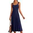 thumbnail image 1 of PRETTYGARDEN Spring Dresses for Women Summer Casual Sleeveless Square Neck A Line Knit Pleated Midi Cocktail Party Dress, 1 of 8