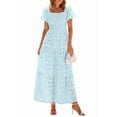 thumbnail image 1 of PRETTYGARDEN Summer Dresses for Women Eyelet Square Neck Puff Sleeve Smocked Wedding Guest Maxi Dress with Pockets, 1 of 9