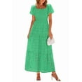 thumbnail image 1 of PRETTYGARDEN Summer Dresses for Women Eyelet Square Neck Puff Sleeve Smocked Wedding Guest Maxi Dress with Pockets, 1 of 9