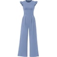 thumbnail image 1 of PRETTYGARDEN Summer Jumpsuits for Women Dressy Casual Ruffle Cap Sleeves Romper Crew Neck Rib Knit One Piece Outfits, 1 of 8