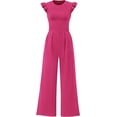 thumbnail image 1 of PRETTYGARDEN Summer Jumpsuits for Women Dressy Casual Ruffle Cap Sleeves Romper Crew Neck Rib Knit One Piece Outfits, 1 of 8