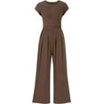 thumbnail image 1 of PRETTYGARDEN Summer Jumpsuits for Women Dressy Ribbed Cap Sleeve Wide Leg Pants Rompers Elegant Casual One Piece Outfits, 1 of 8
