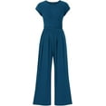 thumbnail image 1 of PRETTYGARDEN Summer Jumpsuits for Women Dressy Ribbed Cap Sleeve Wide Leg Pants Rompers Elegant Casual One Piece Outfits, 1 of 9