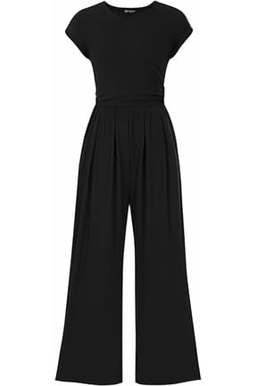 Summer Jumpsuits for Women Dressy Ribbed Cap Sleeve Wide Leg Pants Rompers Elegant Casual One Piece Outfits