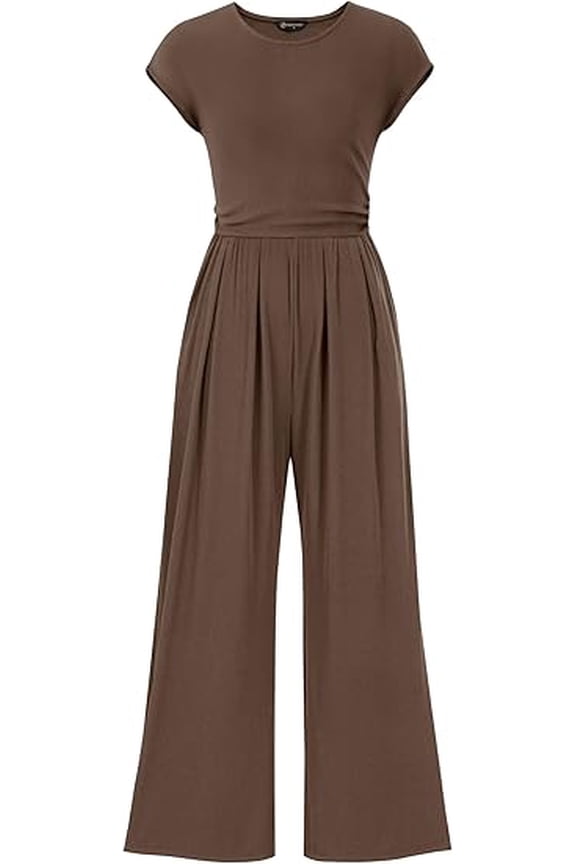 Summer Jumpsuits for Women Dressy Ribbed Cap Sleeve Wide Leg Pants Rompers Elegant Casual One Piece Outfits