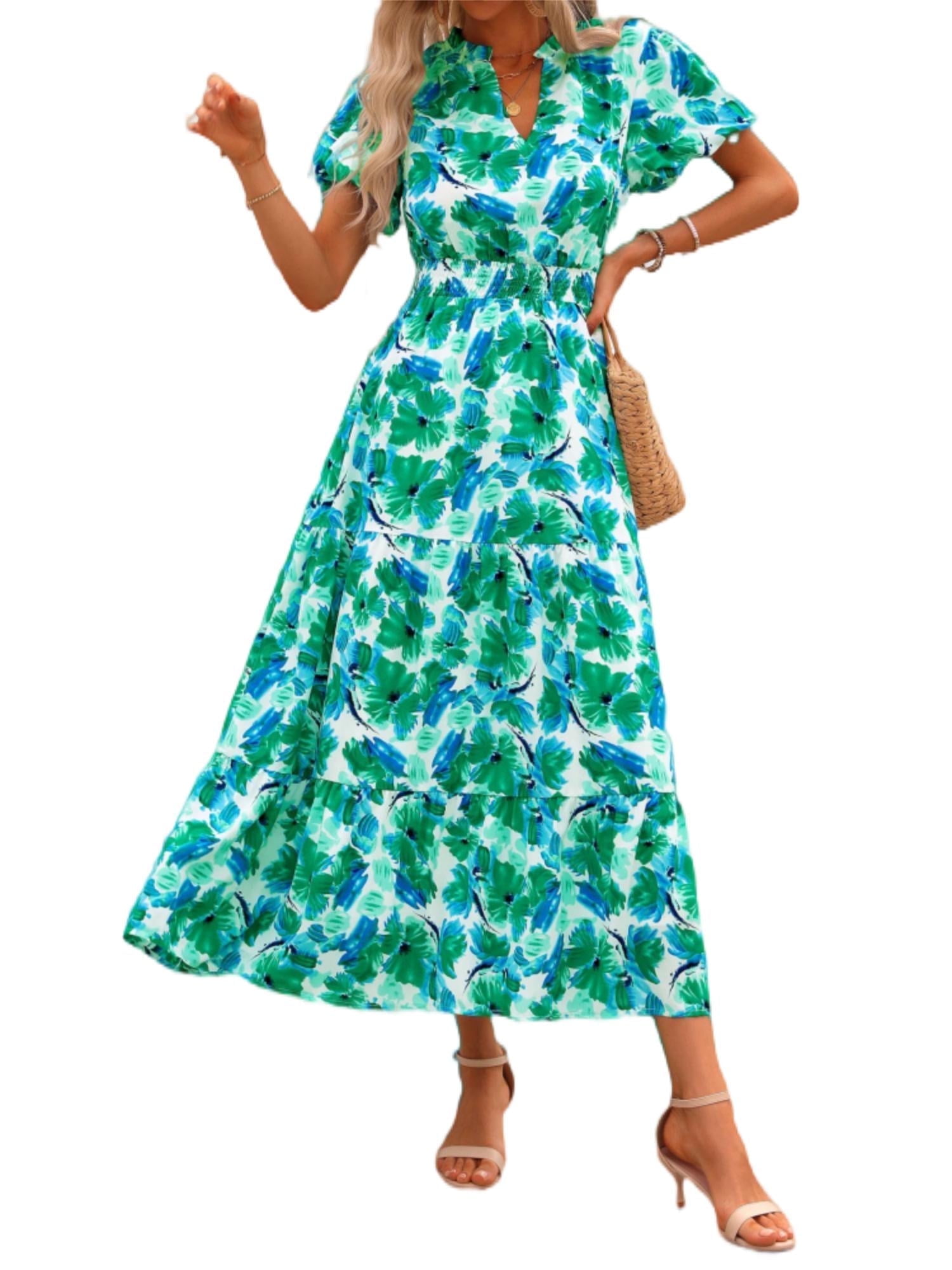 Lauren Ralph Lauren Womens Puff Sleeve V Neck Midi Dress - Walmart.com