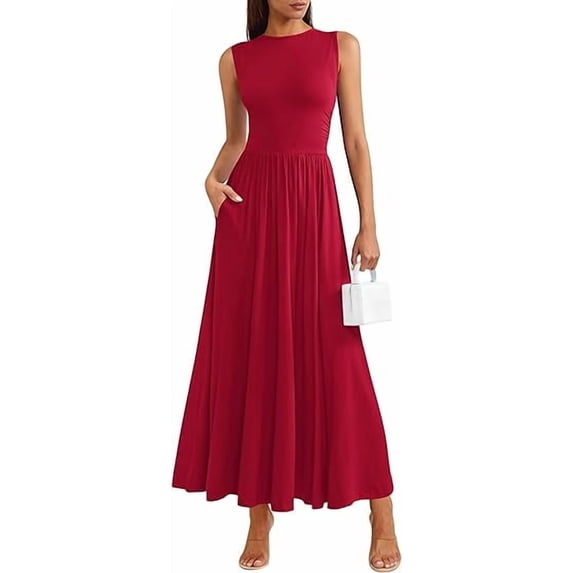 PRETTYGARDEN Summer Maxi Dresses for Women Sleeveless A Line Flowy Long Casual Sundress Wedding Guest Fashion Clothing