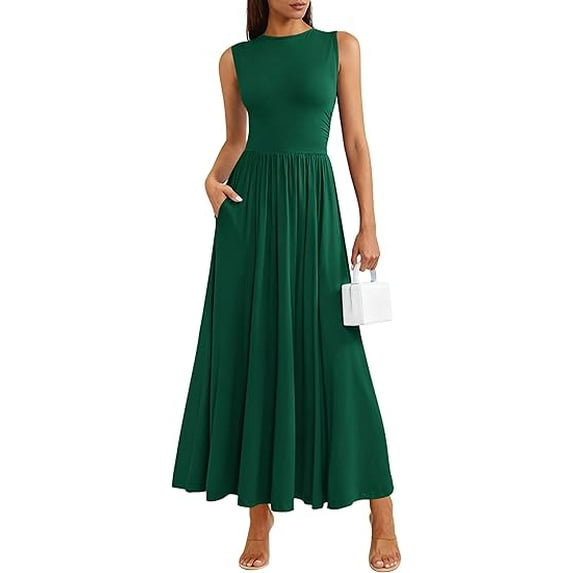 PRETTYGARDEN Summer Maxi Dresses for Women Sleeveless A Line Flowy Long Casual Sundress Wedding Guest Fashion Clothing