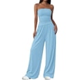 thumbnail image 1 of PRETTYGARDEN Summer Sets Women 2 Piece Outfits Asymmetrical Tube Tops and Pants Beach Vacation Airport Matching Lounge Set, 1 of 8