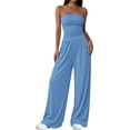 thumbnail image 1 of PRETTYGARDEN Summer Sets Women 2 Piece Outfits Asymmetrical Tube Tops and Pants Beach Vacation Airport Matching Lounge Set, 1 of 8