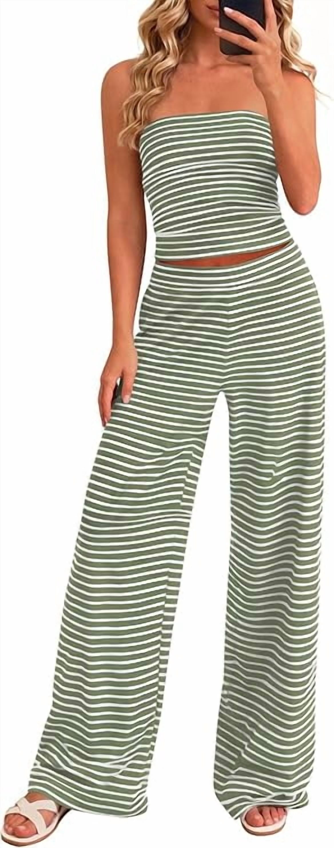 PRETTYGARDEN Summer Sets Women 2 Piece Outfits Matching Striped ...