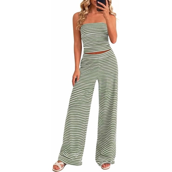 PRETTYGARDEN Summer Sets Women 2 Piece Outfits Matching Striped Loungewear Spring Airport Travel Beach Vacation Clothes
