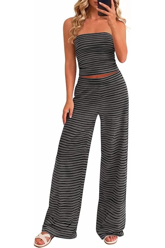 Summer Sets Women 2 Piece Outfits Matching Striped Loungewear Spring Airport Travel Beach Vacation Clothes