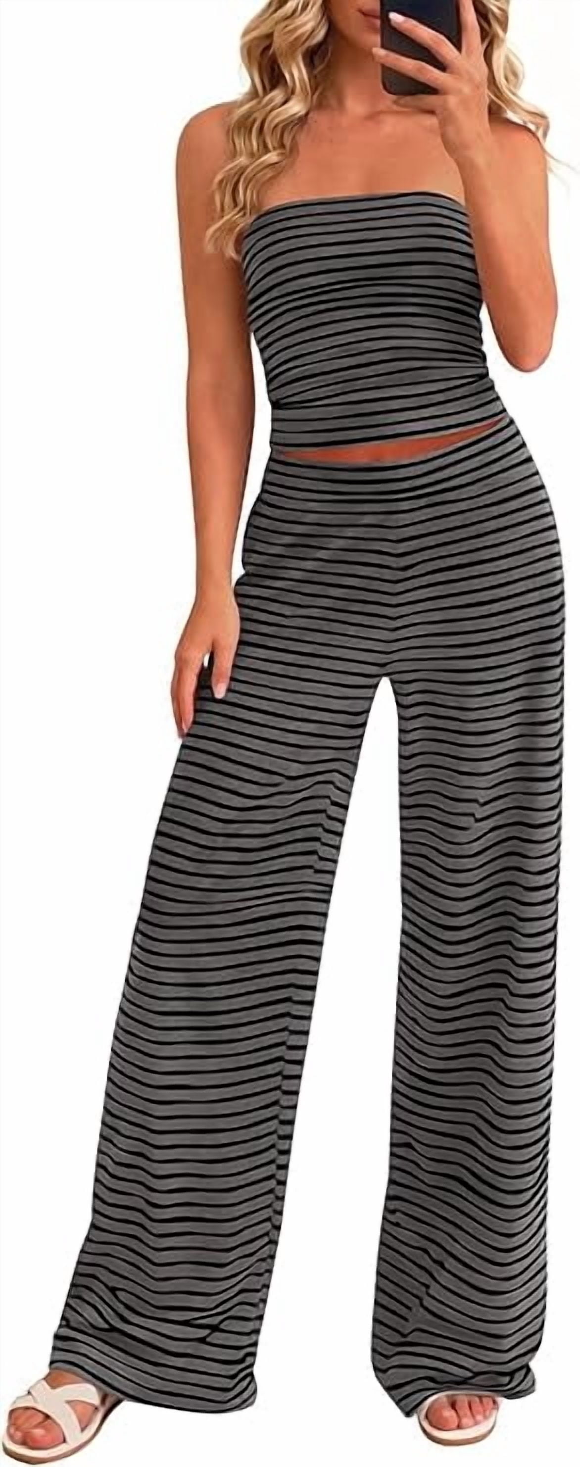 PRETTYGARDEN Summer Sets Women 2 Piece Outfits Matching Striped ...