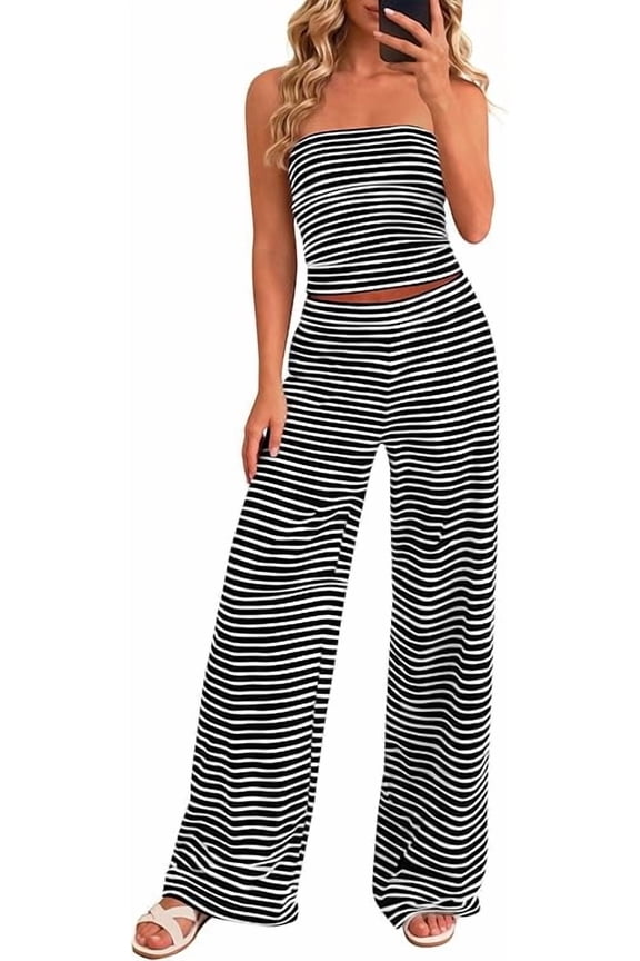 Summer Sets Women 2 Piece Outfits Matching Striped Loungewear Spring Airport Travel Beach Vacation Clothes