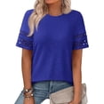 thumbnail image 1 of PRETTYGARDEN Summer Tops for Women Lace Short Sleeve T-Shirts Casual Blouses Spring Fashion Clothes Vacation Outfits, 1 of 8
