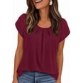 thumbnail image 1 of PRETTYGARDEN Summer Tops for Women Short Sleeve Crew Neck Pleated T Shirts Dressy Casual Blouses Fashion Clothing, 1 of 10