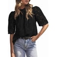 thumbnail image 1 of PRETTYGARDEN Summer Tops for Women Trendy Short Sleeve Eyelet Embroidered Dressy Casual Blouse Shirts, 1 of 8