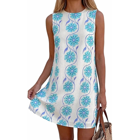 PRETTYGARDEN Sundresses for Women Summer Elegant Floral A Line Short Party Dress Beach Vacation Clothes