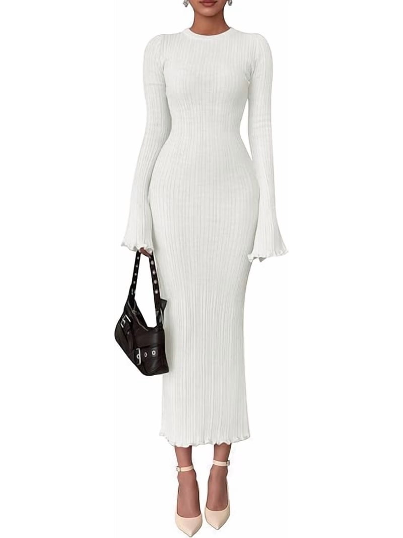open lace back dress Alison Long Sleeve Maxi Dress - Cream main image 1