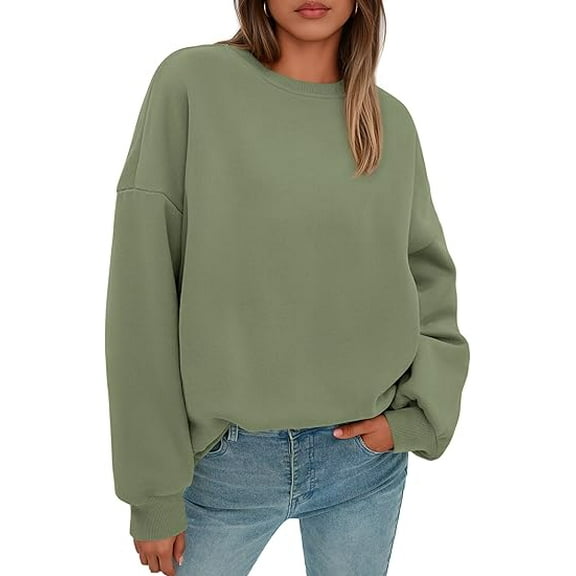 PRETTYGARDEN Sweatshirts for Women Oversized Crewneck Ribbed Pullover Long Sleeve Tops Comfy Fall Winter Fashion Outfits