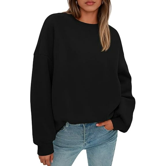 PRETTYGARDEN Sweatshirts for Women Oversized Crewneck Ribbed Pullover Long Sleeve Tops Comfy Fall Winter Fashion Outfits