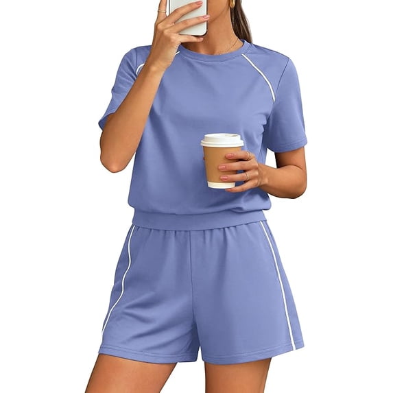 PRETTYGARDEN Sweatsuits Women 2 Piece Outfit Summer Lounge Shorts Sets Matching Spring Travel Beach Vacation Clothes