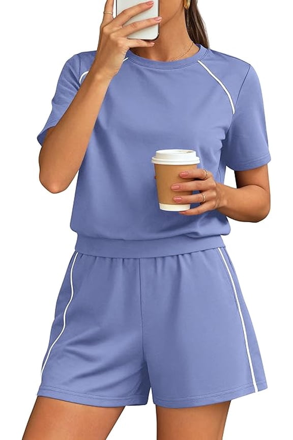 Sweatsuits Women 2 Piece Outfit Summer Lounge Shorts Sets Matching Spring Travel Beach Vacation Clothes