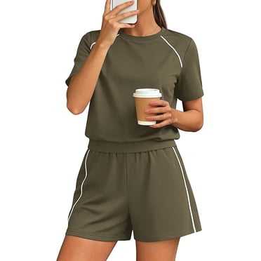 PRETTYGARDEN Sweatsuits Women 2 Piece Outfit Summer Lounge Shorts Sets Matching Spring Travel Beach Vacation Clothes