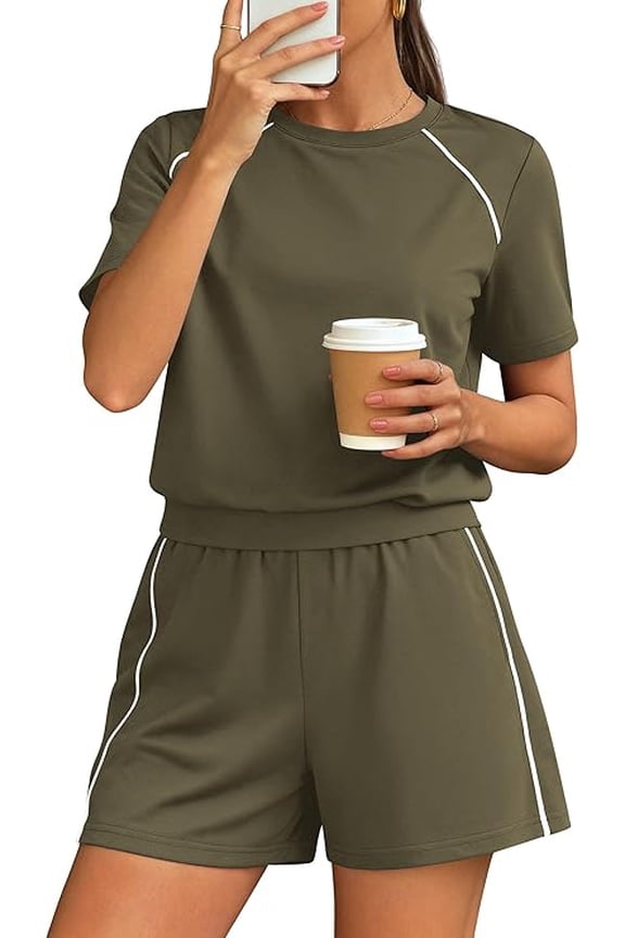 Sweatsuits Women 2 Piece Outfit Summer Lounge Shorts Sets Matching Spring Travel Beach Vacation Clothes