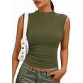 thumbnail image 1 of PRETTYGARDEN Tank Tops for Women Summer Mock Neck Ribbed Knit Slim Fitted Shirts Going Out Top Spring Fashion Clothes, 1 of 10
