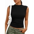 thumbnail image 1 of PRETTYGARDEN Tank Tops for Women Summer Mock Neck Ribbed Knit Slim Fitted Shirts Going Out Top Spring Fashion Clothes, 1 of 10