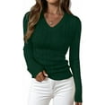 thumbnail image 1 of PRETTYGARDEN V Neck Cable Knit Sweaters for Women Long Sleeve Ribbed Fitted Pullover Tops Business Casual Fall Outfits, 1 of 8