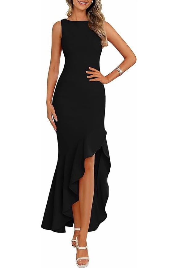 Wedding Guest Dresses for Women Summer Formal Gala Maxi Dress Ruffle Mermaid Cocktail Long Dresses