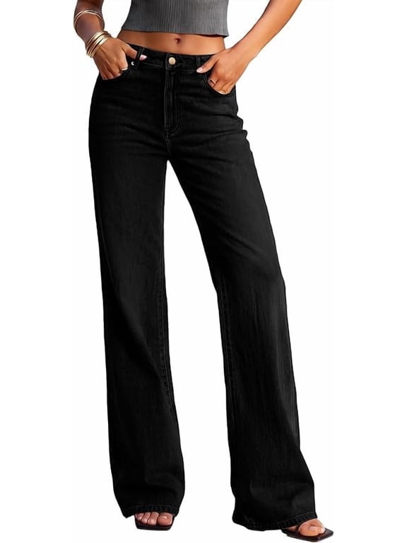 Women's Wide Leg Jeans High Waisted Denim Pants | Stretchy Flare Jeans, Comfy Soft, Basic-5-Pocket, Trendy Bottoms, Casual Office Wear, Going Out Outfits, Fashion Clothing