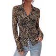 thumbnail image 1 of PRETTYGARDEN Women Button Down Floral Shirts Fall Trendy Long Sleeve V Neck Ruched Fitted Mesh Blouse Tops Date Outfits, 1 of 11