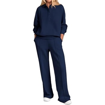 PRETTYGARDEN Women Fall 2 Piece Outfits Sweatsuits Lounge Sets Quarter Button Long Sleeve Sweatshirt, Wide Leg Sweat Pants, Casual 2 Piece Sets Tracksuit, Airport Travel Outfits for Women