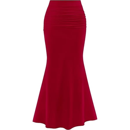 PRETTYGARDEN Women Fitted Mesh Mermaid Skirt 2025 Spring Summer Casual High Waisted Ruched Maxi Long Bodycon Going Out Skirts