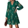 thumbnail image 1 of PRETTYGARDEN Women Floral Long Sleeve Mini Dress | Fall Wedding Guest Dresses, V Neck, Fit & Flare, Ruffle Hem A-Line, Short Chiffon Dress, Elegant Holiday Party, Date Outfits, 1 of 9