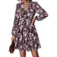 thumbnail image 1 of PRETTYGARDEN Women Floral Long Sleeve Mini Dress | Fall Wedding Guest Dresses, V Neck, Fit & Flare, Ruffle Hem A-Line, Short Chiffon Dress, Elegant Holiday Party, Date Outfits, 1 of 9