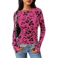 thumbnail image 1 of PRETTYGARDEN Women Long Sleeve Floral Mesh Tops Blouse Fall Trendy Boat Neck Ruched Fitted Shirt Going Out Date Outfits, 1 of 7