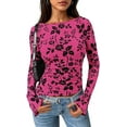 thumbnail image 1 of PRETTYGARDEN Women Long Sleeve Floral Mesh Tops Blouse Fall Trendy Boat Neck Ruched Fitted Shirt Going Out Date Outfits, 1 of 7
