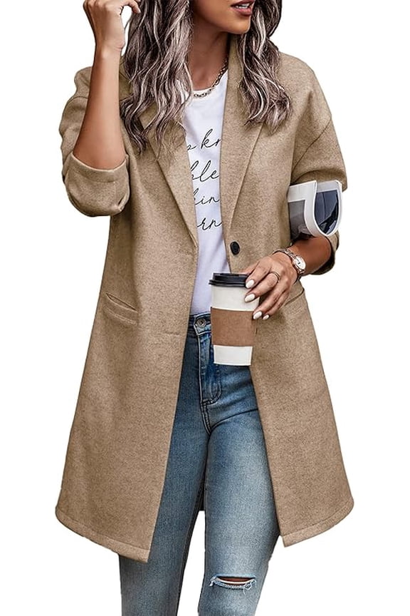 Women Plaid Shacket Jacket Trendy Fall Casual Button Wool Blend Tartan Trench Coat Winter Clothing with Pockets