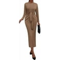 thumbnail image 1 of PRETTYGARDEN Women Semi Formal Midi Dresses Long Sleeve Bodycon Tie Waist Slit Wedding Guest Cocktail Fall Fashion Dress, 1 of 10