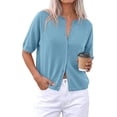 thumbnail image 1 of PRETTYGARDEN Women Spring Short Sleeve Cardigan Sweaters Button Down Knit Shirt Blouse Dressy Casual Tops Summer Outfits, 1 of 8