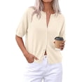 thumbnail image 1 of PRETTYGARDEN Women Spring Short Sleeve Cardigan Sweaters Button Down Knit Shirt Blouse Dressy Casual Tops Summer Outfits, 1 of 8