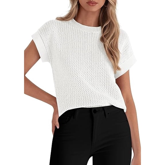 PRETTYGARDEN Women Spring Sweater Vest Business Casual Tank Top Lightweight Cap Sleeve Knit Shirts Trendy Summer Outfits